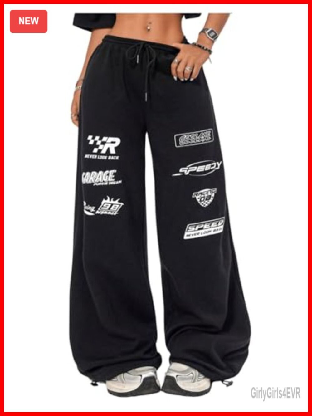 GORGLITTER Women's Wide Leg Baggy Sweatpants Y2K Stacked Joggers Pants